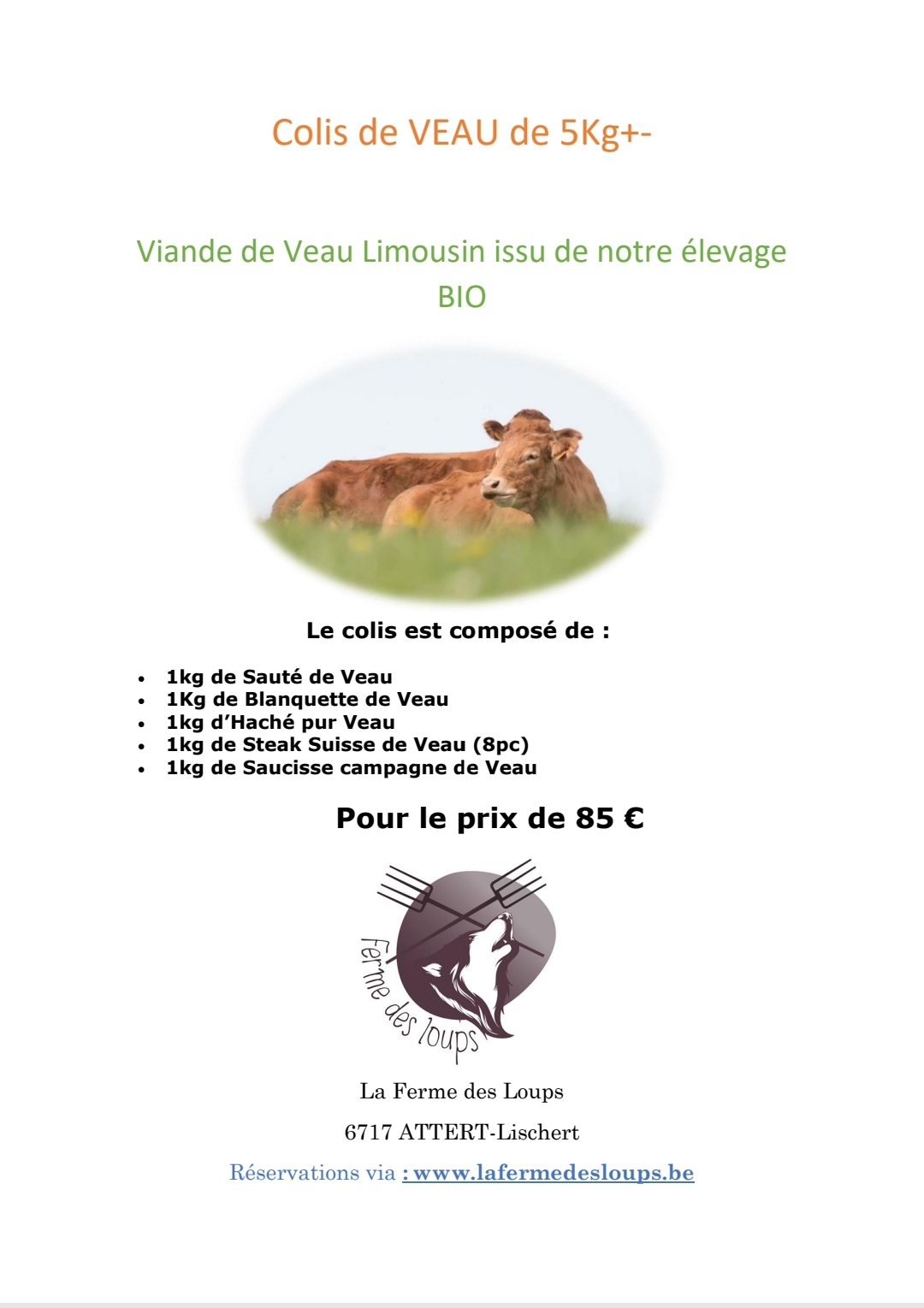 Colis de Veau ---->>> 31 Juillet et 1-2 août