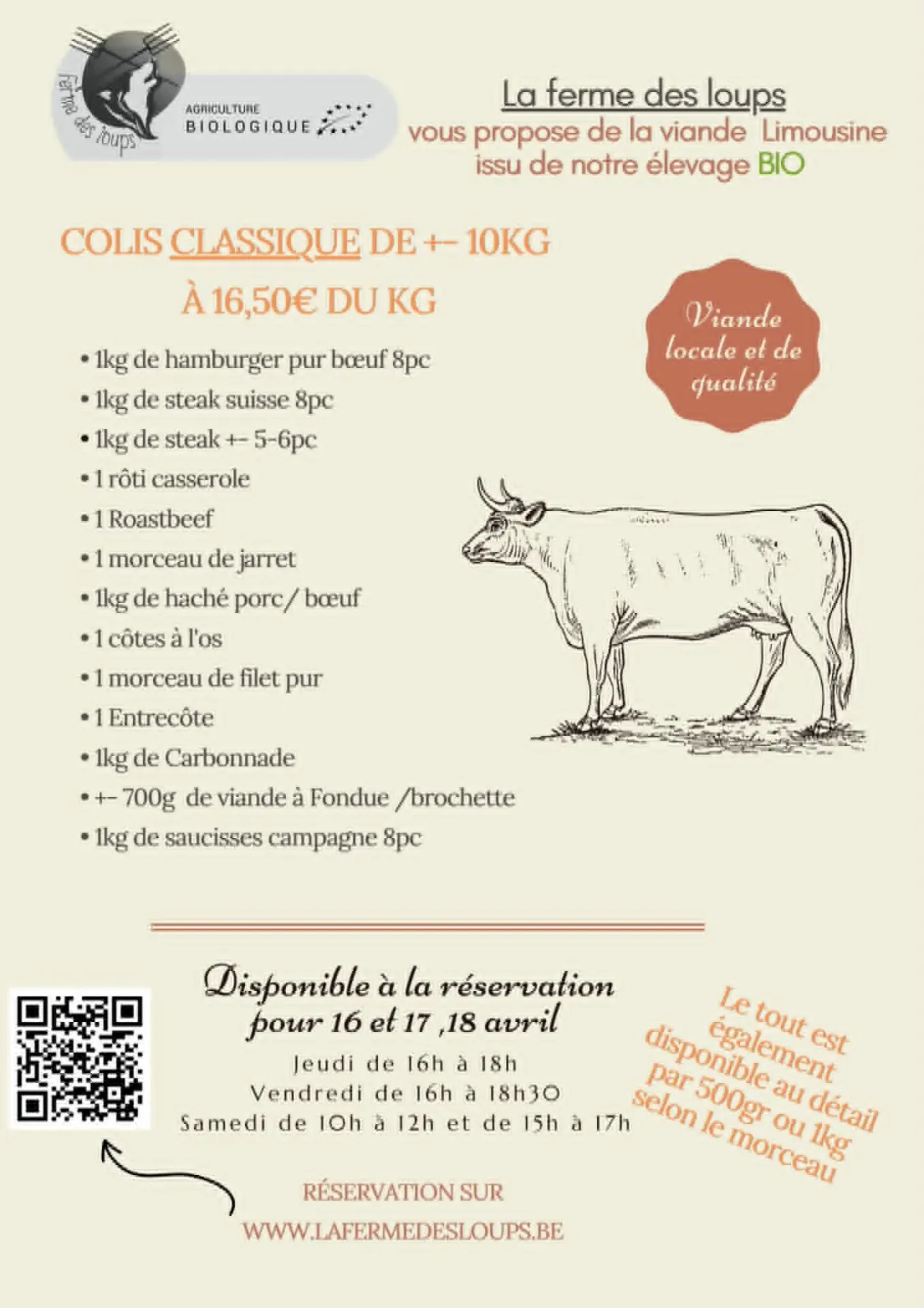 Colis de Bœuf *10Kg (4 et 5 Septembre)